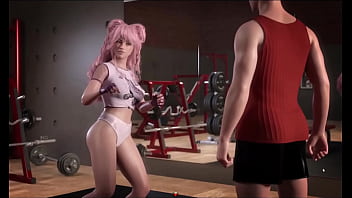 Manga porn game pornplay: Risky public internal cum-shot at the gym in HD