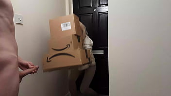 A boy masturbating dates an Amazon delivery damsel who prefers to assist him in orgasm