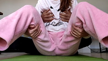 Young Japanese stepsister demonstrates her petite udders and thrilled labia in her nightwear